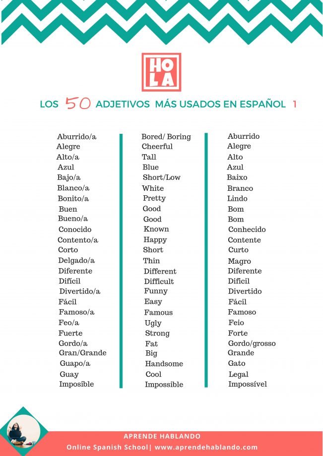 adjetivos con y